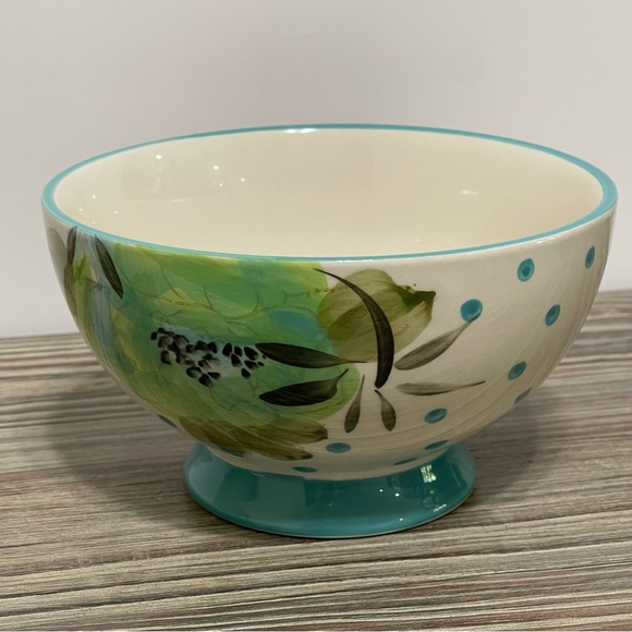 The Pioneer Woman Vintage Bloom Soup Cereal Bowls 6" Footed Dots Floral Set of 2 - Picture 15 of 16